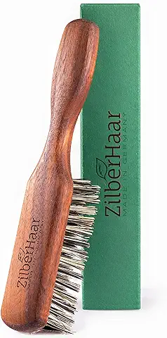 ZilberHaar - Cepillo de Barba Normal, Vegano - 100% Cerdas Vegetales Duras, Fibras de Tampico Mexicanas y Madera de Nogal - Cuidado Facial para Hombres Cruelty Free  
