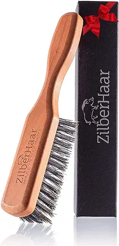ZilberHaar - Cepillo para Barba Normal - 100% Cerdas Auténticas de Jabalí y Madera de Peral - Cuidado Facial Masculino Compatible con Todos los Bálsamos y Aceites para Barba - Ideal para Todos los Tipos de Barba  
