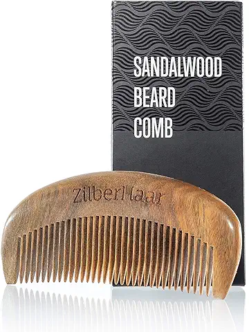 ZilberHaar - Peine para la Barba - 100% Madera de Sándalo Perfumada - Cuidado Facial de los Hombres Contra la Electricidad Estática - Peine Artesanal  