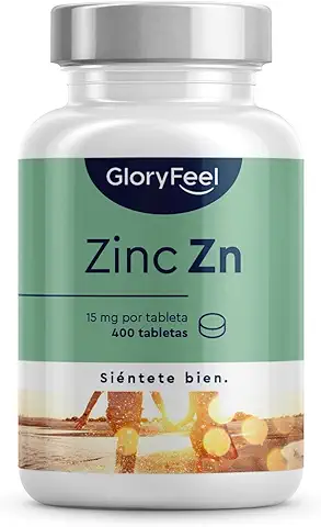 Zinc - 400 tabletas (para 13 meses) - 15mg de gluconato de zinc al día - Zinc elemental de alta biodisponibilidad - 100% vegano, probado en laboratorio y fabricado en Alemania sin aditivos
