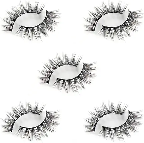Zoerbufan Pestañas Postizas [5 Pares], Pestañas Postizas Naturales Largas Reutilizable, Hecho a Mano Fake Eyelashes Wispy Impermeable, Cobertura Completa  