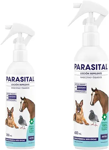 Zotal PARASITAL® Loción Repelente en Spray | Antiparasitario Externo Destinado a Perros, Animales de Compañía y équidos | Pack de 250 ml + 400 ml | Ingredientes Activos Naturales | Marca  