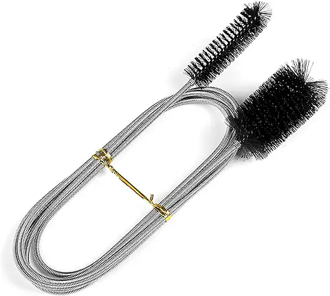Zuroki Cepillo de Limpieza Flexible (Doble Cabeza), Cepillo de Manguera de Doble Cara de Acero Inoxidable (155 Cm), para Herramienta de Limpieza de Mangueras, Limpiador de Mangueras  