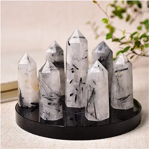 1 Juego de Placa de Siete Estrellas, Piedra de Punto de Cristal Natural, Piedra Reiki, Obelisco Mágico, Pedestal de 12cm, Decoración del Hogar Wangzifusm ( Color : Amazon Stone , Size : Glass Base )  