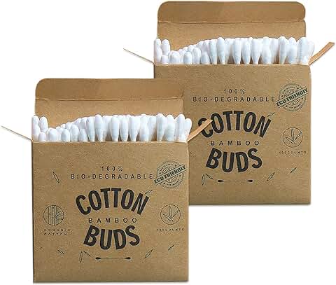 2 Cajas De 200 Hisopos De Algodón De Bambú, Sin Plástico, Portátil, Biodegradable, Ecológico Y Recursos Renovables.  
