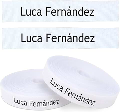 200 Etiquetas para Ropa Personalizadas con Nombre para Planchar. Cinta Termoadhesiva para Guarderías, Escuelas, Colegios y Residencias de Ancianos. Etiquetas Personalizadas con Certificado Ecológico.  