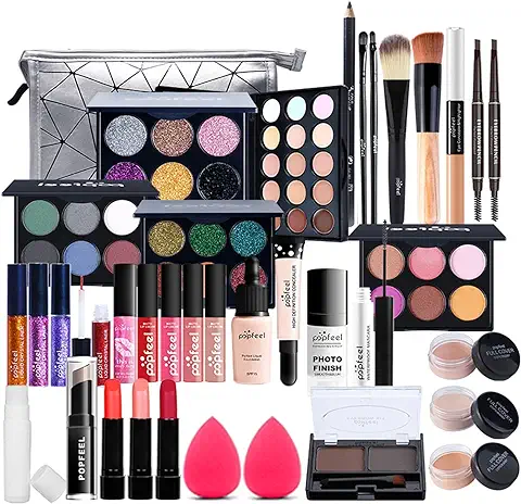 37 Piezas Kits de Maquillaje, Set de Cosméticos Todo en Uno, Set de Regalo de Maquillaje Kit de Inicio Completo con Sombras de Ojos, Lápiz Labial, Kit de Cosméticos para Niñas Mujeres  