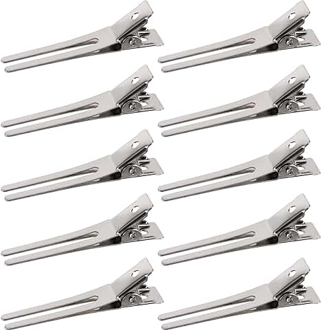 50 Piezas 1,8 Pulgadas Pinza de Peluquería de Doble Punta Clips de Pelo de Sección de Ajuste de Rizos Pinzas de Cocodrilo de Metal Pinza de Pelo Plateada para Extensión de Pelo  
