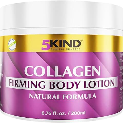 5kind crema hidratante corporal con colágeno 200 ml - Crema hidratante profesional para una piel más firme y acondicionada - Crema reafirmante de colágeno - Crema anticelulitica con colágeno natural