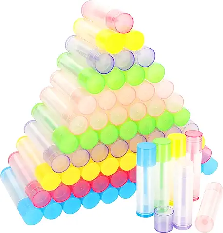 72Pcs Tubo de Lápiz Labial, Transparente Contenedor de Bálsamo Labial de 5 Ml, Envases de Labios Plásticos, Recipientes Vacíos para DIY Bálsamo Labial(6 Colores)  