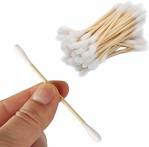 800 Bastoncillos Biodegradables para los Oídos, de Algodón Orgánico y Palillo De Bambú. 100% Ecológicos. Organizador de Baño para Bastoncillos de Algodón.  