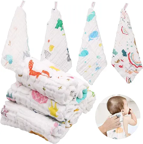 ABirdon 10 Piezas Muselinas Bebe Algodon, 30x30 Toalla de Baño, Toalla Facial Infantil Animados para Niños  