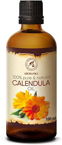 Aceite de Caléndula 100ml - Calendula Officinalis - 100% Puro y Natural - Botella de Cristal - Aceite Base - Cuidado Intensivo para el Rostro - Cabello - para la Piel Todo el Cuerpo  