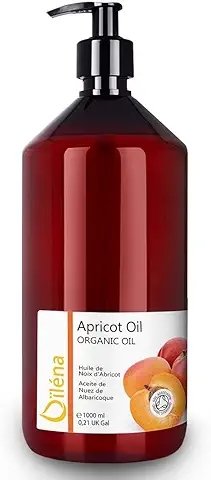 Aceite de Nuez de Albaricoque, Piel y Cabello, Prensado en Frío, Ecológico, 100% Puro. Aceite Facial y Corporal, Vegano con Certificado BIO 1000 ml  