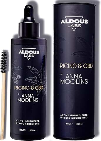 Aceite de Ricino 100% Puro Enriquecido con CBD | Prensado en Frío - Vegano | Fórmula Avanzada | Pestañas, Cejas, Cabello, Piel, Uñas, Barba | 100 ml | Cepillo de Pestañas Incluido | Regalo Original  