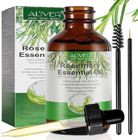 Aceite de Romero para el Crecimiento del Cabello,Rosemary Oil Hair Growth,100% Puro Orgánico para el Cuidado de la Piel, Cejas, Pestañas,Nutre el Cuero Cabelludo,Daily Use  