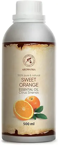 Aceite Esencial Naranja 500ml - 100% Puro & Natural - Brasil - Mejor para Belleza - Aromaterapia - Masaje - Baño - Difusor - Buen Sueño  