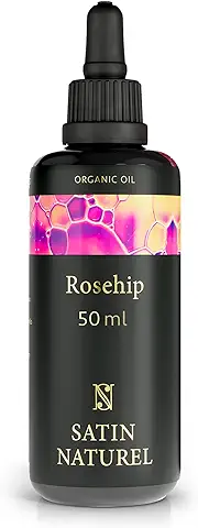 Aceite Rosa Mosqueta Puro ORGÁNICO Vegano Prensado en Frío 50ml - Rosa Mosqueta para Cicatrices y Estrías, Antiarrugas, Vitaminas A, C, E, Omega 3 - Aceite Corporal, Piel, Cabello, Uñas Satin Naturel  