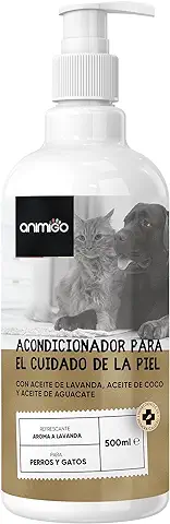 Acondicionador para Perros y Gatos 500ml, Hidratante y Desenredante Para Pieles Sensibles, Suavizante para Todo Tipo de Pelaje y Razas con Alergias y Nudos, Hipoalergénico con Aceite de Coco y Lavanda  