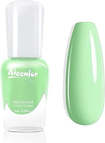 Aieenjor Esmalte De UñAs Al Agua Verde Hierba, No TóXico, Pelable Y De Secado RáPido, Apto Para Actividades Primaverales Al Aire Libre, Picnics, Festivales De MúSica, Etc. Esmalte De UñAs Verde 8ml  