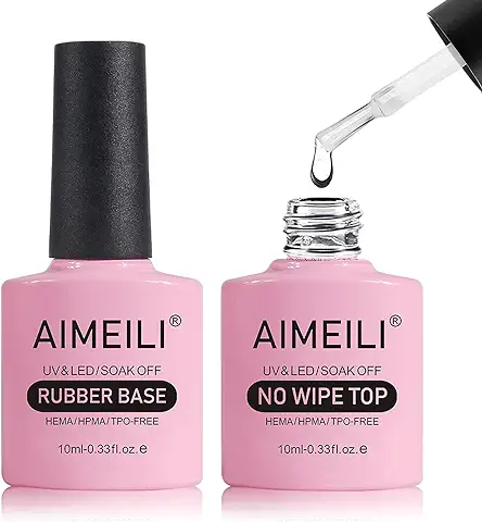 AIMEILI Base de Caucho y Top Coat Esmalte de Uñas Semipermanente en Gel UV LED 2 x 10ml  