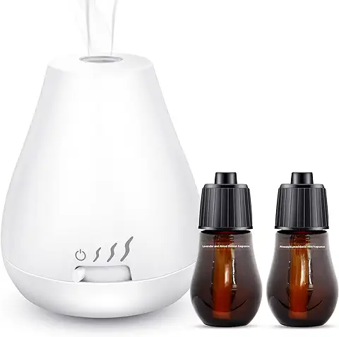 Airymium Difusor de Aceite Esencial sin Agua + 2 Recambios de Aceite Esencial Lavanda, Flor de Almendro y Menta Silvestre, Melocotón, Piña  