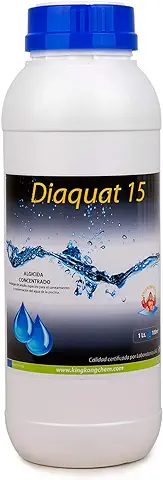 Algicida Concentrado Piscinas DIAQUAT 15 1 LITRO - Antialgas Concentrado en Formato Líquido - Produce Espuma EN EL Agua  