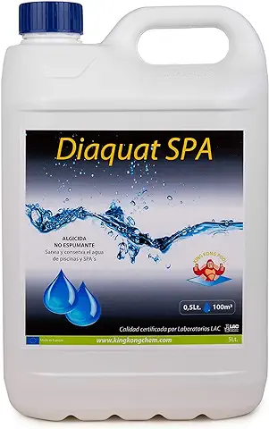 Algicida ULTRACONCENTRADO DIAQUAT SPA 5 L no Espumante - Efecto CLARIFICANTE de Larga Duracion - Antialgas de Acción Rápida - Apto para Liner  