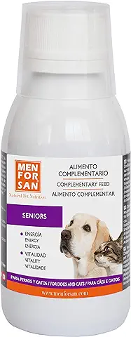 Alimento Complementario Líquido para Perros y Gatos Senior |Con Ingredientes Naturales | Para Perros de edad Avanzada | Potencia la Vitalidad de la Mascota | Con Gingseng, Euinacea y Taurina 120ml  