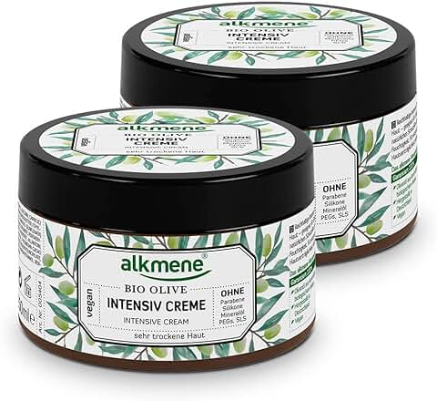 Alkmene Crema Hidratante Corporal de Aceite de Oliva bio - Crema Facial y para el Cuerpo - Especial para piel seca - sin Siliconas, Parabenos o PEGs, SLS y SLES (2x 250 ml)  