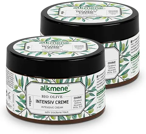 Alkmene Crema Hidratante Corporal de Aceite de Oliva bio - Crema Facial y para el Cuerpo - Especial para piel seca - sin Siliconas, Parabenos o PEGs, SLS y SLES (2x 250 ml)  