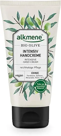 Alkmene Crema Hidratante de Manos con Oliva Orgánica - Crema Reparadora de Manos - Libre de Siliconas, Parabenos y PEGs, SLS y SLES - Cuidado de la piel (1x 75 ml)  