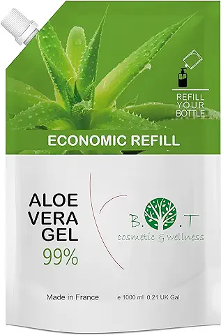 Aloe Vera Puro Gel 100% Natural, Cultivo Ecologico Lanzarote, Gel Hidratante Piel y Cabello, Calmante After Sun, Crema Post Depilacion, After Shave, Acondicionador, 1000 ml  