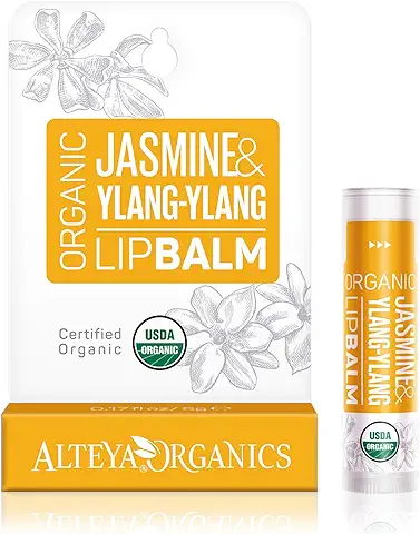 Alteya Organic Bálsamo Labial de Jazmín y Ylang-Ylang 4.5 gr – USDA Certificado Orgánico Producto para Cuidado Labial Basado en Aceites Esenciales Hidratantes y Mantequillas Botánicas Nutritivas  