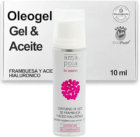 AMAPOLA BIOCOSMETICS Contorno de Ojos de Frambuesa - Sin Perfume - Hidratación y Luminosidad para Pieles Sensibles - Ingredientes Ecológicos, Naturales y Veganos [10 ml]  