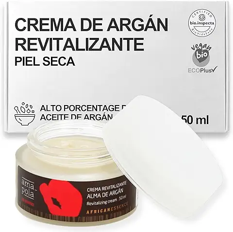 AMAPOLA BIOCOSMETICS Crema Facial Revitalizante con Aceite de Argán (12%) - Hidratación y Nutrición Profunda para Pieles Maduras - Ingredientes Ecológicos, Naturales y Veganos [50 ml]  