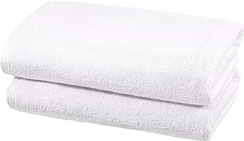 Amazon Basics Toalla de Baño Secado Rápido, 2 Unidad, 140 x 70 cm, Blanco  