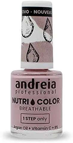Andreia Professional NutriColor - Esmalte de Uñas Vegano con Nutrientes 100% Natural | Laca de Uñas Transpirable y Amigable con Uñas - Color NC5 Pink 10,5ml
