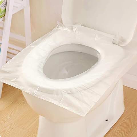 Annhao Fundas de Papel para Asiento de Inodoro 50 Piezas, Viaje Paquete De Desechable Papel Asiento Inodoro Fundas para Baño, Viaje, Hospital, Hogar, Desechables  