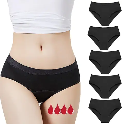 Anntry Menstrual Absorbente = 3 Almohadillas - Lavable - Algodón - Ecológico - Menstruación - Bragas de Reglas - Protección Periódica Higiénica Flujo Ligero a Abundante - XS/3XL  