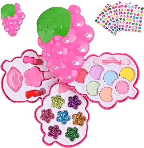 AOMIG Set de Maquillaje para Niñas, 25pcs Juguetes Niña No Tóxico de Seguridad Probada, Estuche Maquillaje Niña Lavable Cosmético Real, Perfecto Regalos para Niñas de Cumpleaños Navidad Halloween  