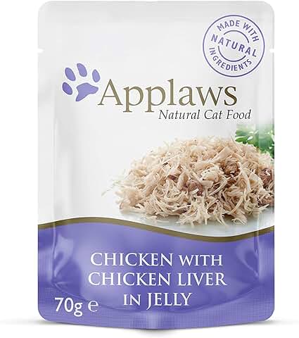 Applaws Bolsa de Comida para Gatos Pollo con Hígado en Gelatina, 16 x 70 Mascotas, no Aplica, 70 g (Paquete de 16), 1120  