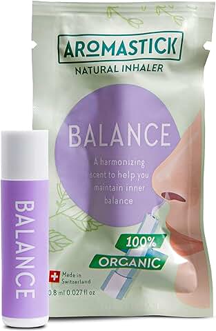 Aromastick Balance - Ayuda a Mantener tu Equilibrio Interior - Inhalador Terapéutico Natural - Aromaterapia - 100% Aceites Esenciales Puros Orgánicos, bio, Menta, Ciprés, Geranio, Raíz de Jengibre  