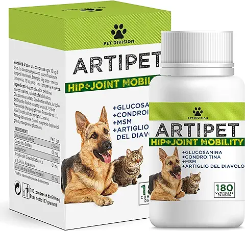 Artipet, Suplemento para Articulaciones, para Perros | 180 Comprimidos a base de MSM, Garra del Diablo, Condroitina y Glucosamina | para Perros y Gatos de Todos los Tamaños | Suministro para 6/9 Meses  