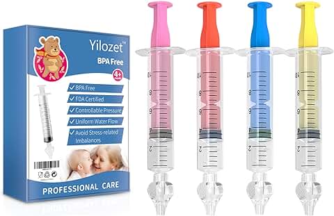 Aspirador Nasal 4 Packs, Colorido Aspirador Nasal No Tóxico Limpiador Nasal Niños Reutilizable con Punta de Succión, 10ml  