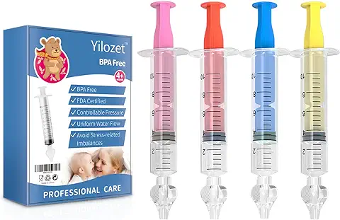 Aspirador Nasal 4 Packs, Colorido Aspirador Nasal No Tóxico Limpiador Nasal Niños Reutilizable con Punta de Succión, 10ml  