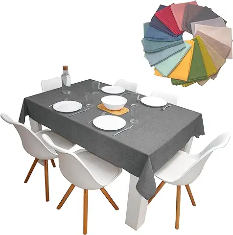 B Beugüen Mantel Mesa Rectangular Algodón Ecológico y Poliester Sostenible Efecto Lino para Salón, Cocina, Comedor o Jardín (140 x 140 cm, Plomo)  
