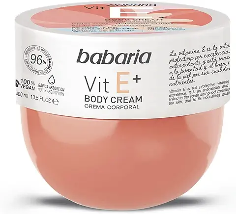 Babaria - Crema Corporal Hidratante y Antioxidante con Vitamina E para Pieles Normales y Secas, Vegano - 400 ml  