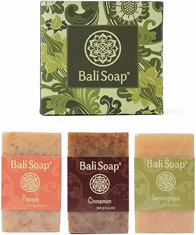 Bali Soap - Juego de Regalo de Barra de Jabón Natural, Jabón Facial o Corporal, Ideal para todo tipo de Piel, para Mujeres, Hombres y Adolescentes, Paquete de 3 Jabones Variados 3,5 oz cada uno  