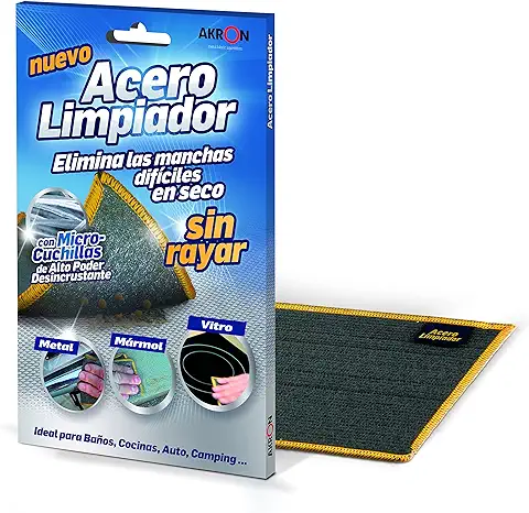 BARLESA Acero Limpiador INOX Elimina Las Manchas Difíciles en seco sin Rayar, Metal, Marmol, Vitro, Aquarios, Estufas …, Ideal para Baños, Cocinas, Auto, Moto, Camping,  